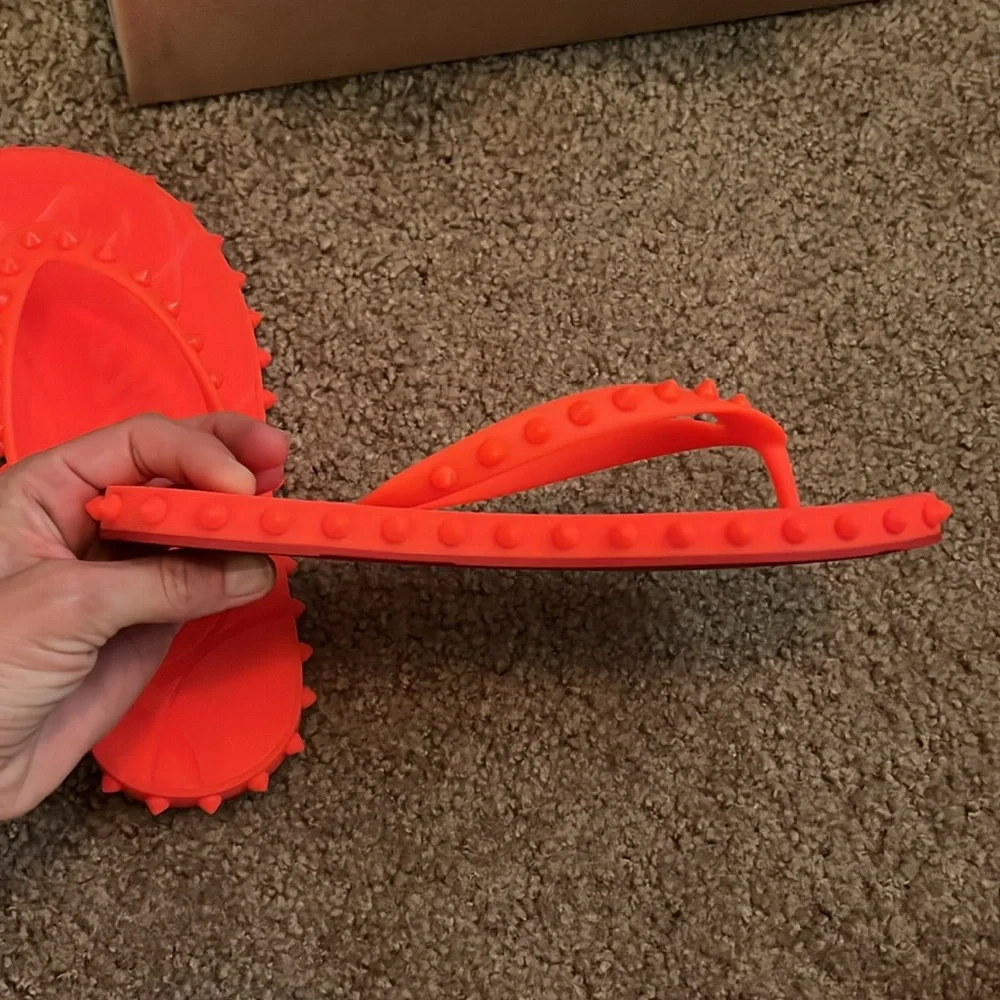 Christian Louboutin Super Loubi Bright Orange Sandals - Picture 4 of 6